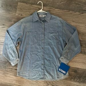 Vintage Gitano NWT button‎ down shirt denim blue women’s size medium